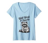 Femme Raccoon Fun Meme Will Work For Snacks Humour Vintage Raccoo T-Shirt avec Col en V