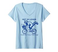Femme Raccoon Get in Loser a des problèmes qui ne vont pas s'en sortir T-Shirt avec Col en V