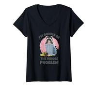 Femme Raccoon I'm Gonna Be The Whole Problem Funny Saying T-Shirt avec Col en V