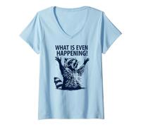 Femme Raccoon : Que se Passe-t-il ? C'est drôle T-Shirt avec Col en V