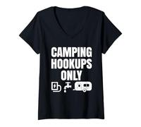Femme Raccords Amusants pour Camping-Car, remorque, Camping Uniquement T-Shirt avec Col en V