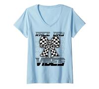 Femme Race Day Vibes Coquette Bow Car Racer Racing Mom T-Shirt avec Col en V