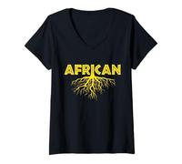 Femme Racines africaines T-Shirt avec Col en V