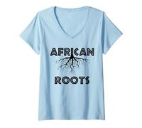 Femme Racines africaines T-Shirt avec Col en V