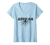 Femme Racines africaines T-Shirt avec Col en V