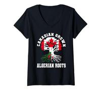 Femme Racines algériennes cultivées au Canada Patrimoine algérien du Canada T-Shirt avec Col en V