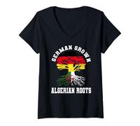 Femme Racines algériennes cultivées en Allemagne Patrimoine algérien T-Shirt avec Col en V