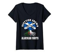 Femme Racines algériennes d'origine écossaise Patrimoine algérien de l'Écosse T-Shirt avec Col en V