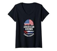 Femme Racines cubaines cultivées aux États-Unis | Cuba Roots Heritage T-Shirt avec Col en V