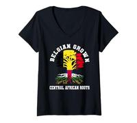 Femme Racines d'Afrique Centrale cultivées en Belgique T-Shirt avec Col en V