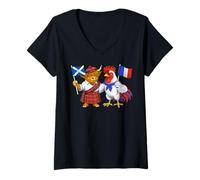Femme Racines Écossaises-Françaises Drapeau Écosse France Héritage T-Shirt avec Col en V
