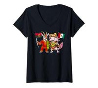Femme Racines mexicaines-angolaises Drapeau Mexique Angola T-Shirt avec Col en V