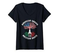 Femme Racines mexicaines cultivées en Amérique Mexique Country Lover Fier Nous T-Shirt avec Col en V