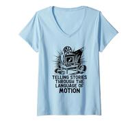 Femme Raconter des histoires à travers le langage du mouvement Dessiner Animate T-Shirt avec Col en V