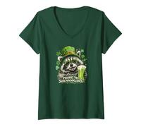 Femme Racoon Trash Panda Saint Patrick's Day Sujet aux Shenanigans T-Shirt avec Col en V