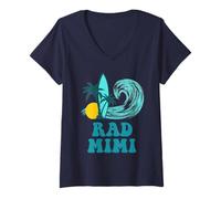 Femme Rad Mimi The Big One 1er anniversaire Surf Family Matching T-Shirt avec Col en V