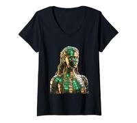 Femme Radiant Golden Aphrodite - Mythologie Grecque Futuriste Cyber T-Shirt avec Col en V