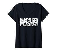 Femme Radicalisé par Basic Decency Grunged Text Women T-Shirt avec Col en V