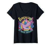 Femme Radicalisé par Basic Decency Peace Dove Manifestation pour l'égalité T-Shirt avec Col en V