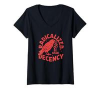 Femme Radicalisé par Basic Decency Raven Protest Art T-Shirt avec Col en V