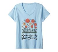 Femme Radicalisé par Basic Decency Wild Flowers Retro Women T-Shirt avec Col en V