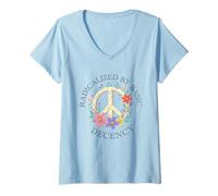 Femme Radicalisé par la décence de base Femmes défendent la démocratie féministe T-Shirt avec Col en V