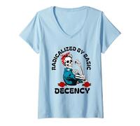 Femme Radicalisé par la décence de base Femmes défendent la démocratie féministe T-Shirt avec Col en V