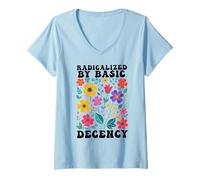 Femme Radicalisé par la décence de base Femmes défendent la démocratie féministe T-Shirt avec Col en V