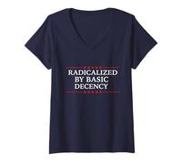 Femme Radicalisé par la décence de base Femmes Hommes Démocratie Féministe T-Shirt avec Col en V