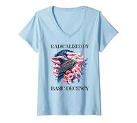 Femme Radicalized by Basic Decency Flag Pro Democracy Anti Fascism T-Shirt avec Col en V