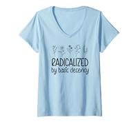 Femme Radicalized By Basic Decency No Kings in America Democracy T-Shirt avec Col en V