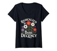 Femme Radicalized by Basic Decency Vintage Floral Design Graphic T-Shirt avec Col en V
