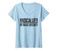 Femme Radicalized by Basic Decency Vintage Retro Text Women T-Shirt avec Col en V