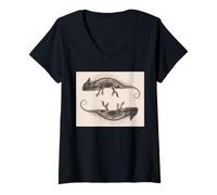 Femme Radiographie de caméléon T-Shirt avec Col en V