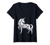 Femme Radiographie Squelette de radiographie de l'anatomie du Corps de la Licorne radiographique T-Shirt avec Col en V