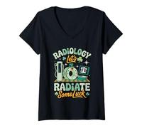 Femme Radiology Lets Radiate Some Luck Funny St Patricks Day Tech T-Shirt avec Col en V