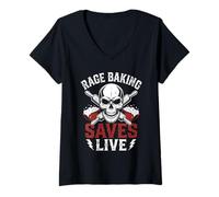 Femme Rage Baking Saves Live Fun Metalhead Stress Baker Hardcore T-Shirt avec Col en V