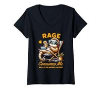 Femme Rage Consumes Me Well It Did Before I Retired Chilling Sloth T-Shirt avec Col en V