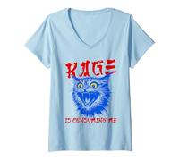 Femme Rage is Consuming Me - Humour Humoristique pour Chaton et Chaton T-Shirt avec Col en V