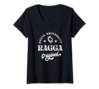 Femme Ragga Dancehall Culture and Energetic Reggae Expression T-Shirt avec Col en V