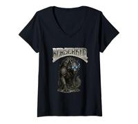 Femme Ragnarok Berserker Loup géant Fenrir Viking Mythologie Nordique T-Shirt avec Col en V