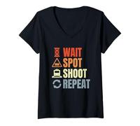 Femme Railroader Routine Railway Enthusiast T-Shirt avec Col en V