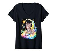 Femme Rainbow Clouds Zèbre Zèbres T-Shirt avec Col en V