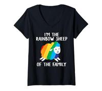 Femme Rainbow Sheep Queer Lesbian Gay CSD Pride Party Wear LGBT T-Shirt avec Col en V