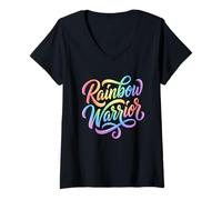 Femme Rainbow Warrior - Déclaration d'égalité Gay Pride T-Shirt avec Col en V