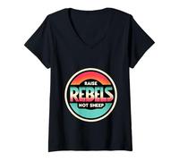 Femme Raise Rebels Not Sheep Motivation indépendante |- T-Shirt avec Col en V