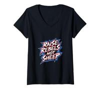 Femme Raise Rebels Not Sheep Motivation indépendante ---- T-Shirt avec Col en V