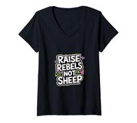 Femme Raise Rebels Not Sheep Motivation indépendante |- T-Shirt avec Col en V