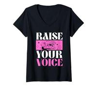 Femme Raise Your Voice (Protest) (Graphique) T-Shirt avec Col en V