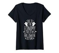Femme Raison De L'économie C'est Mon Costume d'halloween Mignon T-Shirt avec Col en V